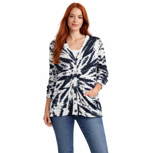Women's Vivia Tie-Dye Cardigan XL Black & White